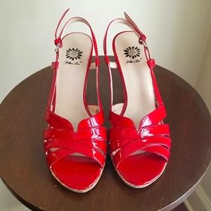 Red Patent Yellow Box Heels